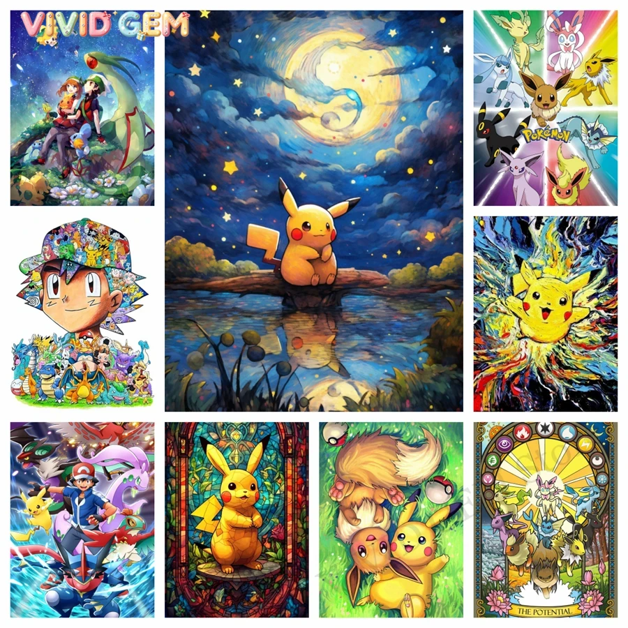 Resin Art Gift - VIVID GEM Pokemon Pikachu 5D, pintura