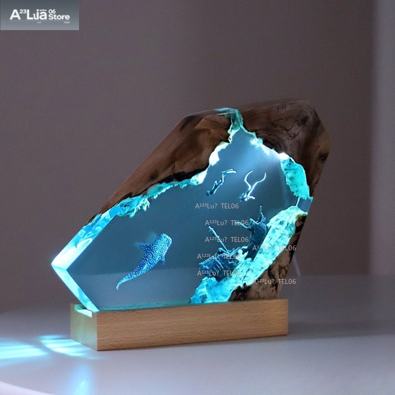Resin Art With Wood - Lámpara de Noche de Resina y