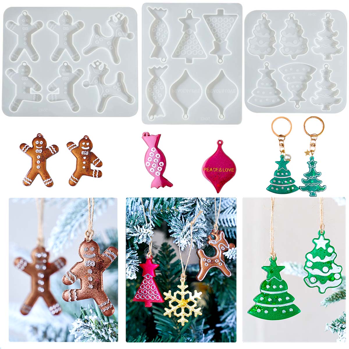 Resin Art Guide - Serie navideña pendientes colgante molde de
