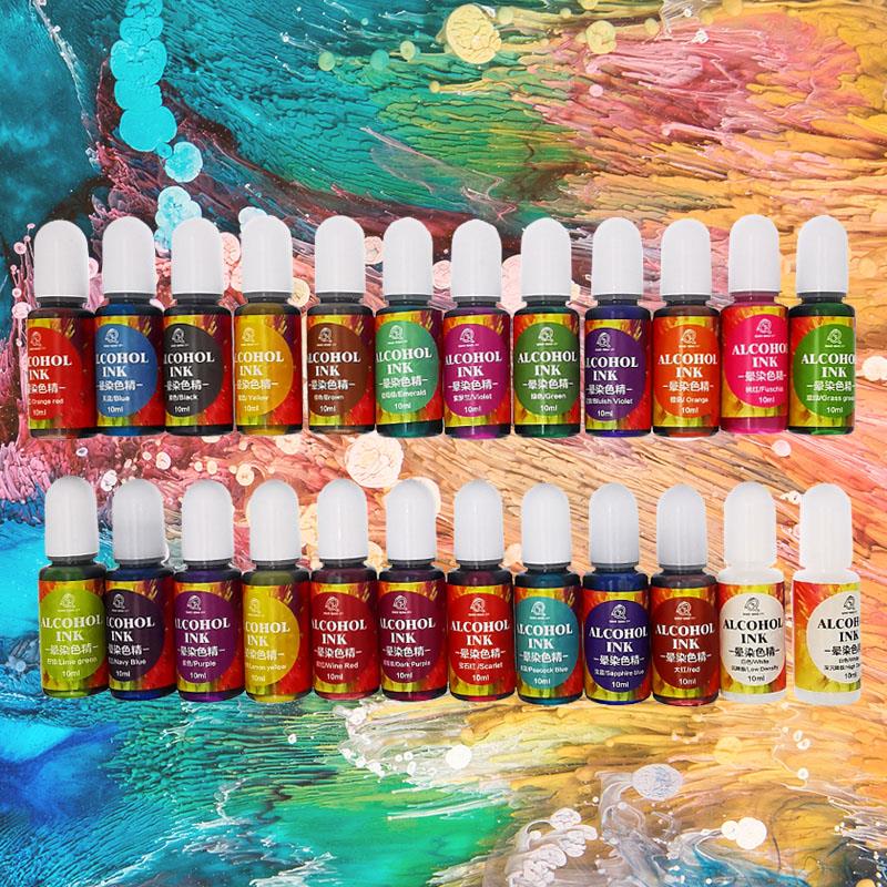 Resin Pigment Alcohol Ink - 24 colores, 10ml, tinta artística, pigmento