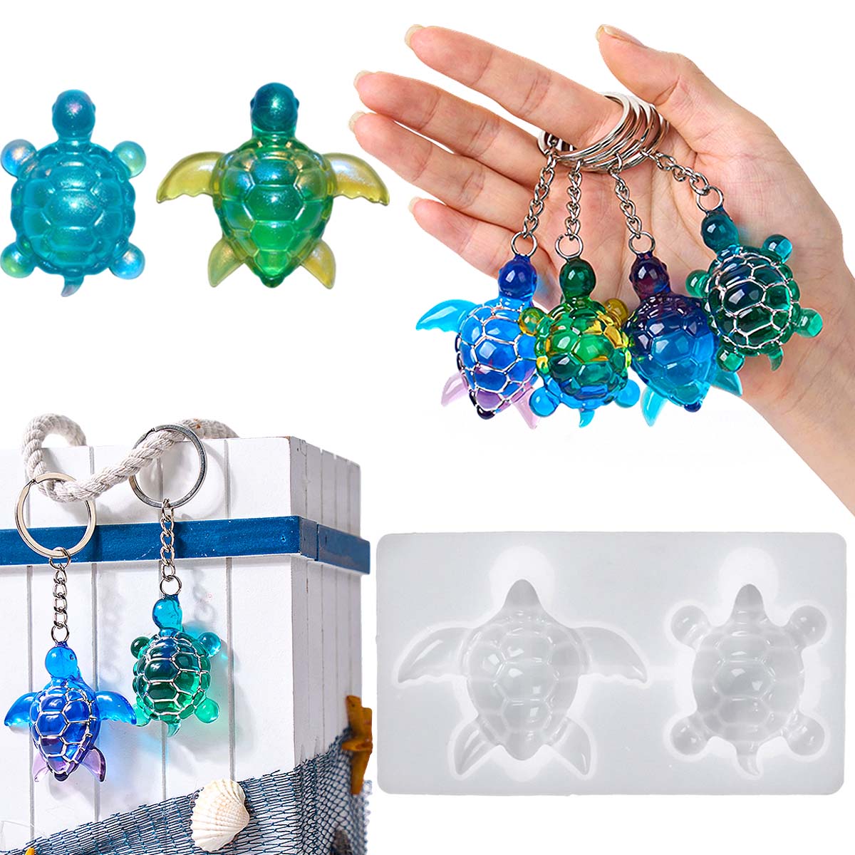 Resin Art Letters - LLavero de tortuga marina 3D, molde