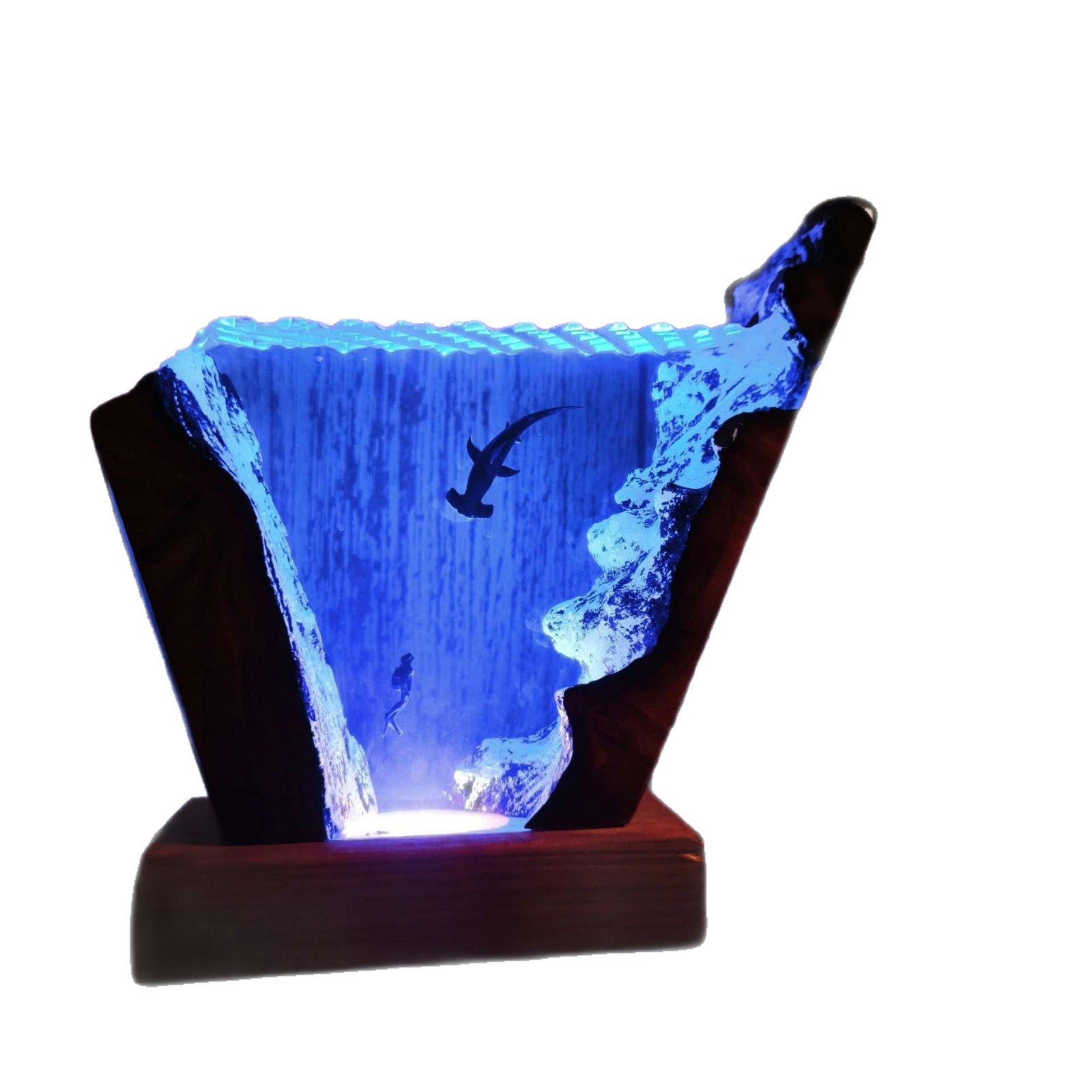 Adorno Luminoso de Tiburón Mar - Resin Art With Wood reseña y precio
